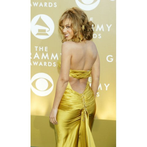 Gold Beyonce Satin Strapless Dress Open Back Prom Red Carpet Dress Grammy Award