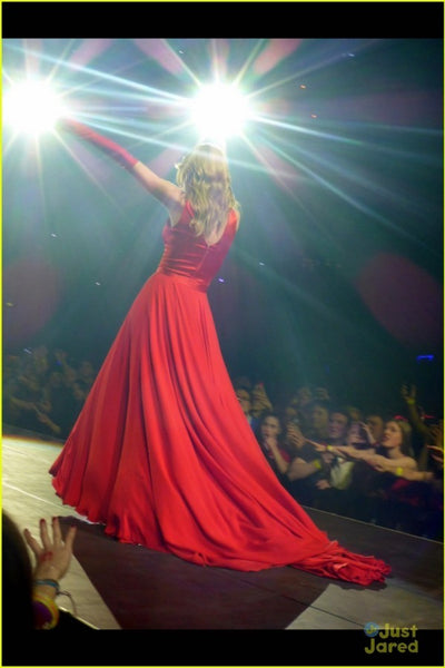 Red Taylor Swift V Neck Stain Dress Sleeveless Prom Red Celebrity Dress Red Tour