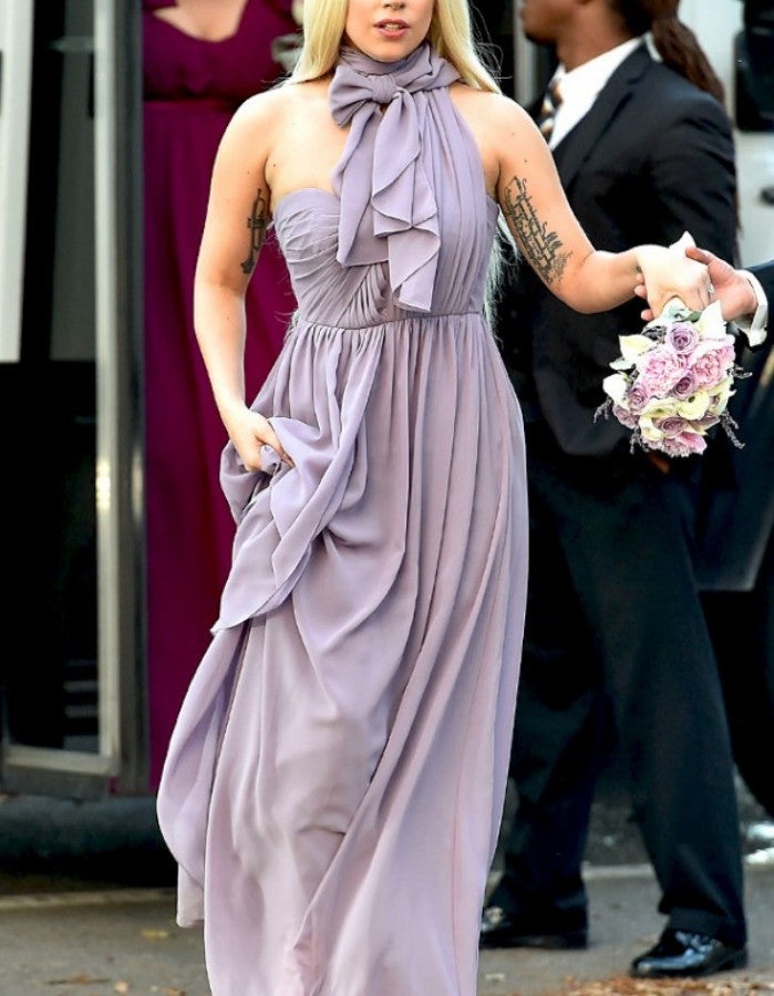 Lilac Lady Gaga Halter Bridesmaid Dress Wedding Choker Neck Prom Celeb Hoprom Lilac Lady Gaga Halter Bridesmaid Dress Wedding Choker Neck Prom Celeb Hoprom