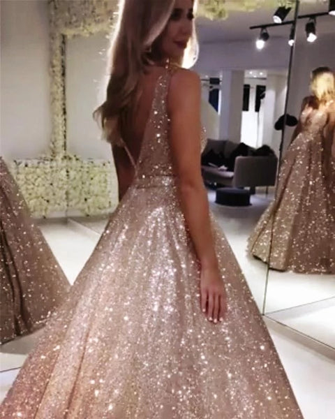 Sexy Bling Bling Long Prom Dresses Sparkly Evening Dress