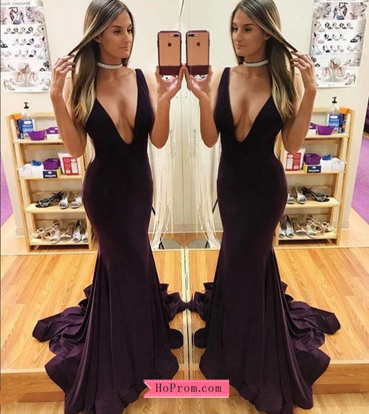 Sexy Fitted V Neckline Long Prom Dress