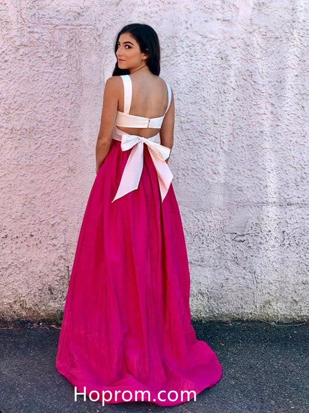 Cute Two Piece Simple Prom Dress with Bow