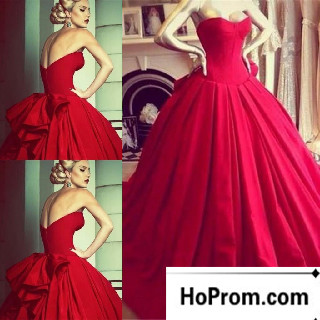 Sweetheart A-Line Red Long  Prom Dress Evening Dresses