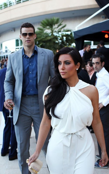 White Kim Kardashian (Kim K) Criss Cross Dress Sleek Prom Celebrity Evening Dress AmberLounge Fashion Monaco