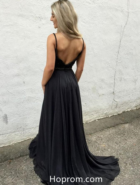 Elegant V-neck Long Prom Dress with Beadings