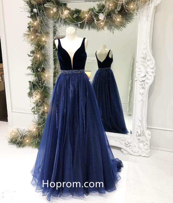 Elegant V-neck Sheer Prom Dress with Beaded Waist