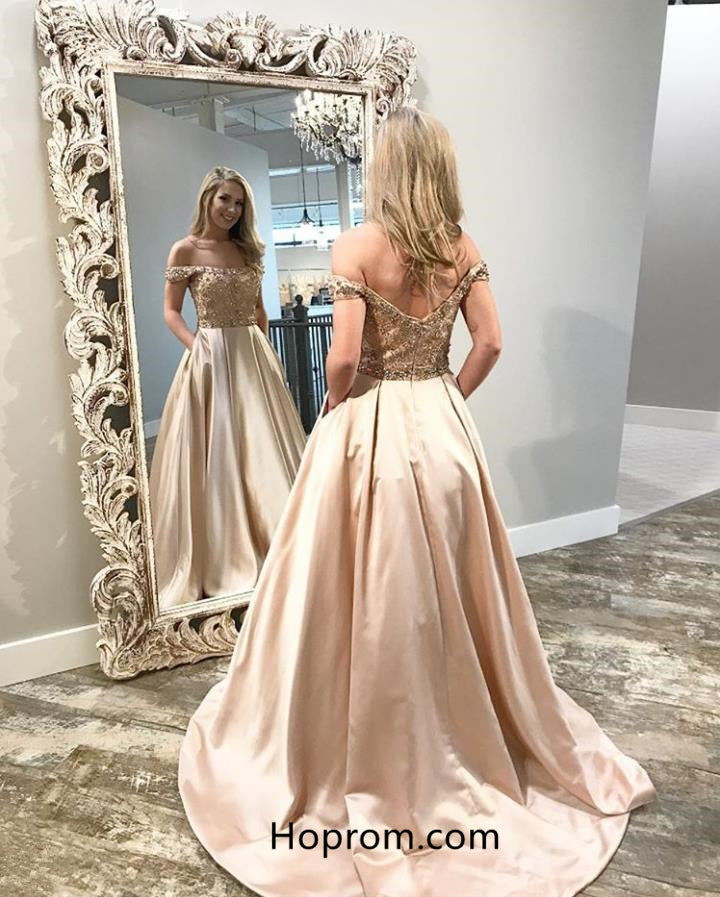 Champagne Off Shoulder Beaded Prom Dresses Hoprom Champagne Off Shoulder Beaded Prom Dresses Hoprom