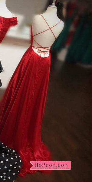 Simple Satin A-line Scoop Neckline Prom Dress with High Slit