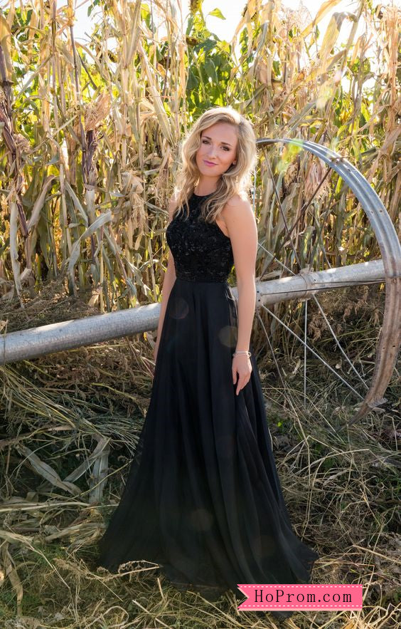 Beaded Halter Chiffon Black Prom Gown High Choker Neckline Prom Dress Hoprom Beaded Halter Chiffon Black Prom Gown High Choker Neckline Prom Dress Hoprom