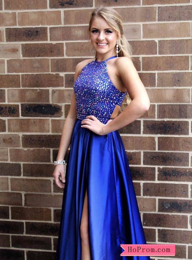 Radiant Jeweled High Halter Neck Slit Prom Dresses Online Hoprom Radiant Jeweled High Halter Neck Slit Prom Dresses Online Hoprom