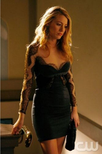 Black Blake Lively Little Black Dress Lace Prom Celebrity Evening Dress Serena Van Der Woodsen Gossip Girl