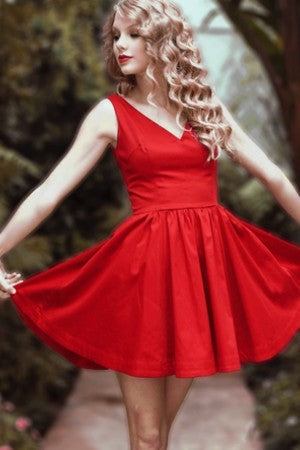 Red Taylor Swift V neck Hot Dress Short Mini Prom Celebrity Party Evening Dress For Sale