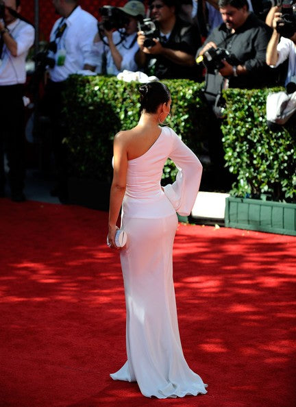 White Kim Kardashian (Kim K) One Shoulder Fit Dress Flare Prom Best Red Carpet Dress Emmys