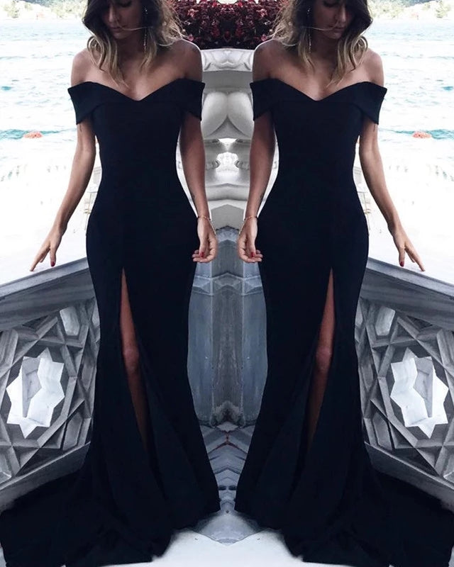 Seductive evening dresses black top