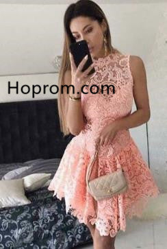Pink Lace Sexy Homecoming Dress, Strapless Homecoming Dress
