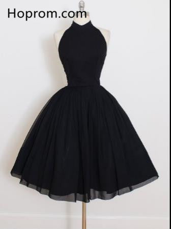 Black Halter Homecoming Dress, Backless Prom Dress