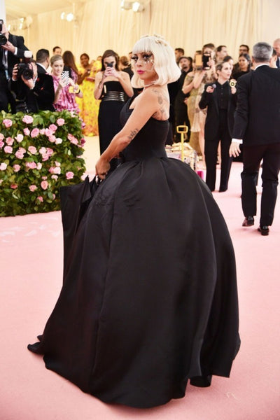Black Lady Gaga Strapless Ball Gown Dress Satin Prom Red Carpet Celebrity Evening Dress Met Gala