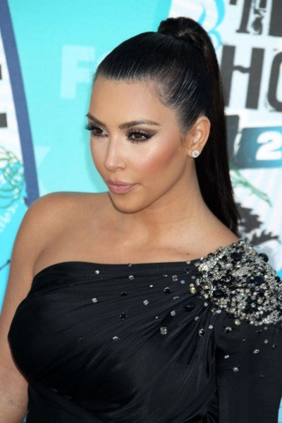 Black Kim Kardashian (Kim K) One Sleeve Dress Sequins Prom Celebrity Formal Dress Teen Choice Awards