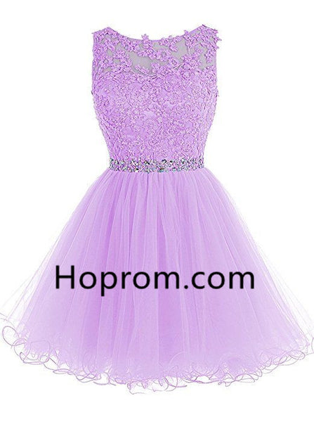 Chiffon Strapless Homecoming Dress, Purple Beadings Homecoming Dress