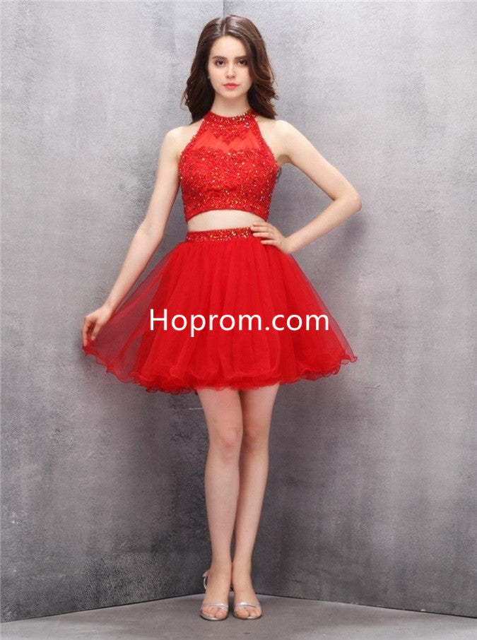 Red Short Homecoming Dresses, Two Piece Homecoming Dresses Hoprom Red Short Homecoming Dresses, Two Piece Homecoming Dresses Hoprom