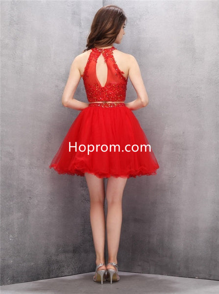 Red Short Homecoming Dresses, Two Piece Homecoming Dresses