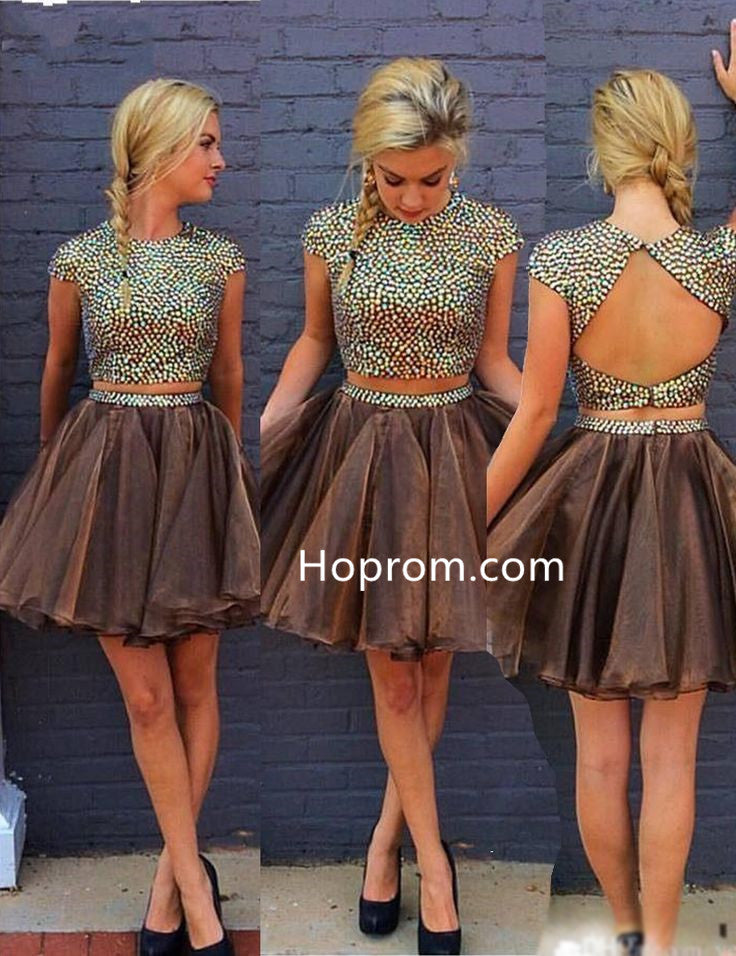 Backless Sexy Homecoming Dress, Two Pieces Homecoming Dress
