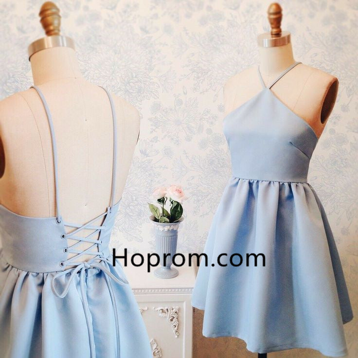 Sexy Strapless Halter Homecoming Dress, Baby Blue Homecoming Dress