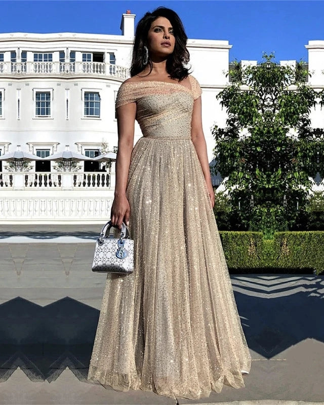 bling bling prom dresses Sparkly Sequins Beaded Prom Dresses Tulle Bling Evening Dress – Hoprom