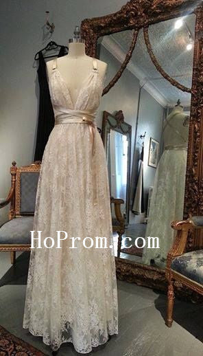 V-Neck Lace Prom Dresses,Simple Prom Dress,Evening Dress