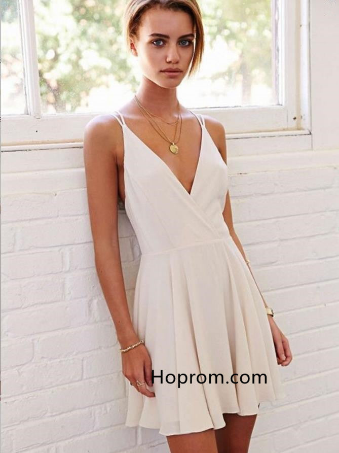 Simple Sexy Homecoming Dress, White Chiffon Homecoming Dress Hoprom Simple Sexy Homecoming Dress, White Chiffon Homecoming Dress Hoprom