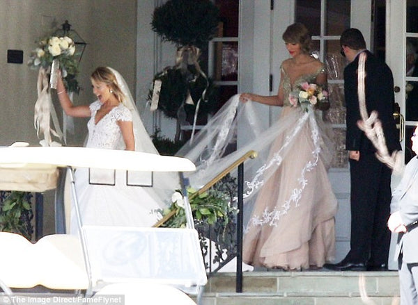 Champagne Taylor Swift V Neck Open Back Dress Sexy Wedding Celebrity Dress Bridesmaid Gown