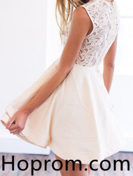 White Lace Homecoming Dress, Strapless Short Homecoming Dress
