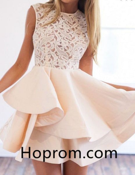 White Lace Homecoming Dress, Strapless Short Homecoming Dress