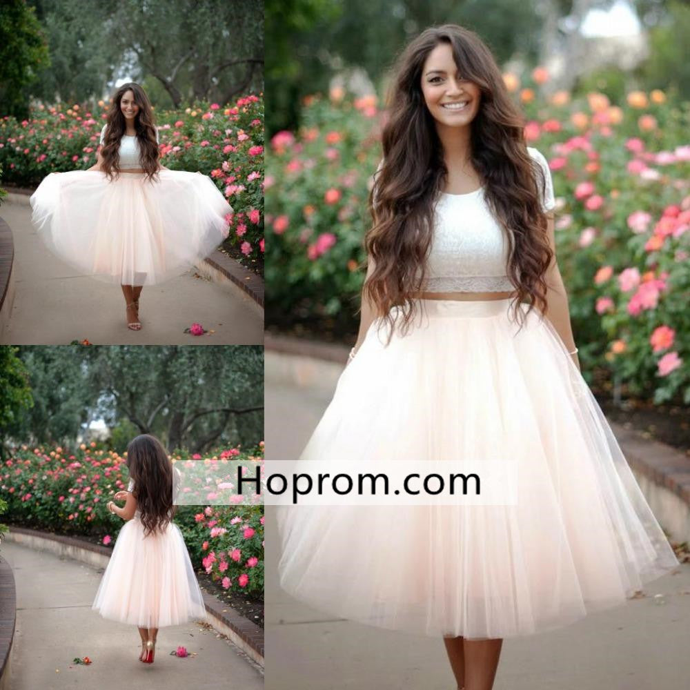Lace Tulle Homecoming Dress, Two Pieces Homecoming Dress