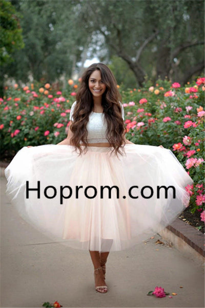 Lace Tulle Homecoming Dress, Two Pieces Homecoming Dress