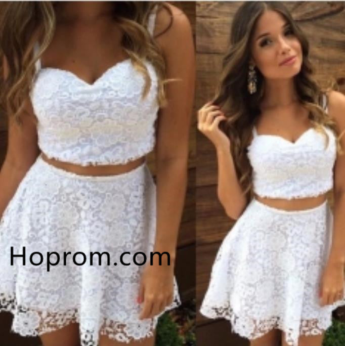 Lace Sweetheart Homecoming Dress, Two Pieces Homecoming Dress