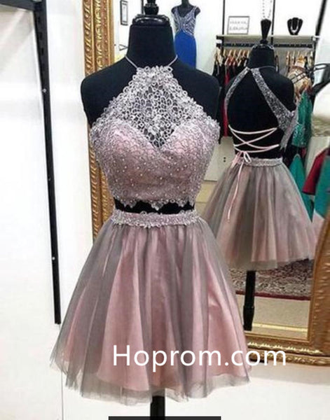 Short Prom Dress, Cute Lace Tulle Homecoming Dress