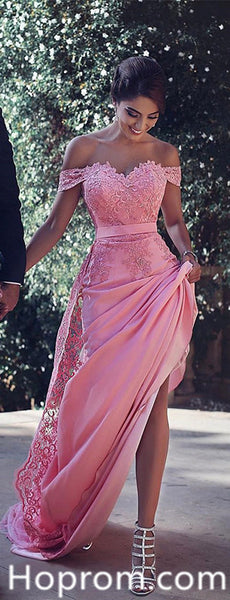 Sweetheart Beautiful Long Prom Homecoming Dress, Pink Appliques Homecoming Dresses