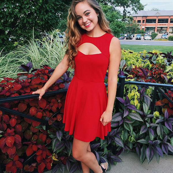Strapless Short Homecoming Dress， Red Simple Summer Homecoming Dress