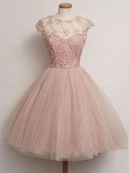 Tulle A Line Cap Sleeve Baby Pink Homecoming Dress Hoprom Tulle A Line Cap Sleeve Baby Pink Homecoming Dress Hoprom