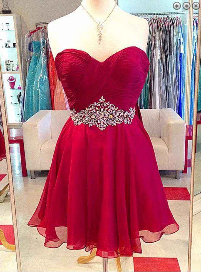 Chiffon Crystal Red Sweetheart Homecoming Dress 2017 Hoprom Chiffon Crystal Red Sweetheart Homecoming Dress 2017 Hoprom