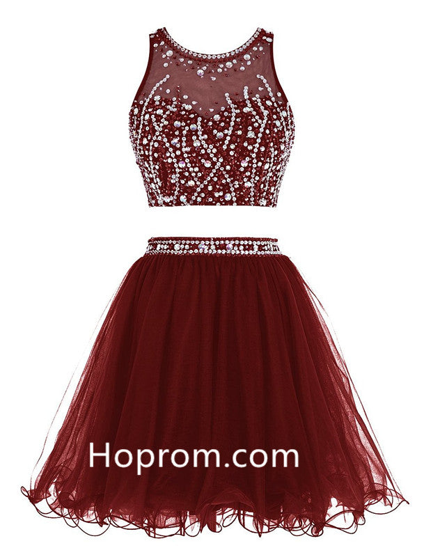 Two Pieces Sexy Homecoming Dress, Burgundy Chiffon Homecoming Dresses Hoprom Two Pieces Sexy Homecoming Dress, Burgundy Chiffon Homecoming Dresses Hoprom