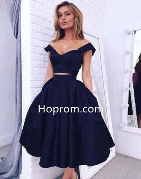 Black Two-Piece Tiered Cheap Irregular Homecoming Dresses