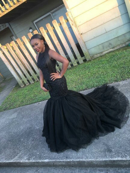Mermaid Black Prom Dresses,Long Prom Dress,Evening Dress