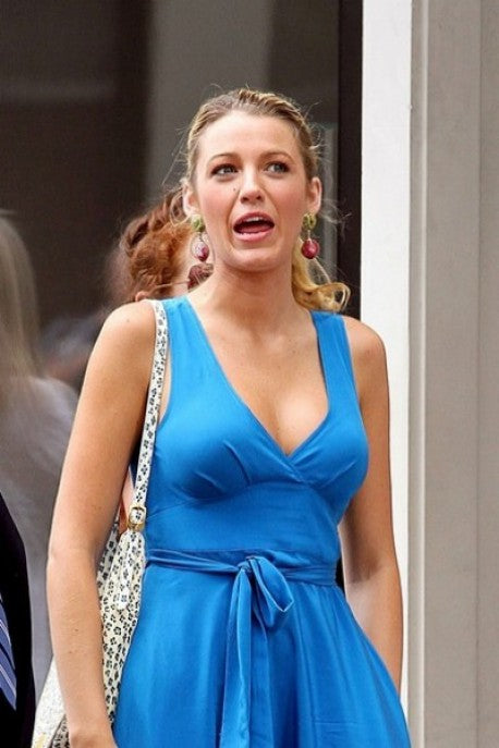 Blue Blake Lively V Neck Dress Casual Prom Celebrity Evening Dress Ser Hoprom Blue Blake Lively V Neck Dress Casual Prom Celebrity Evening Dress Ser Hoprom