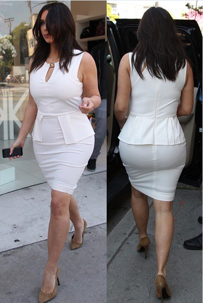 White Kim Kardashian (Kim K) Short Peplum V Neck Wrap Dress Prom Celebrity Evening Formal Dress
