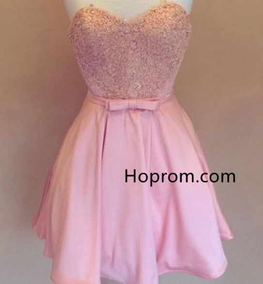 Bowknot Belt Lovely Pink Beading Homecoming Dresses