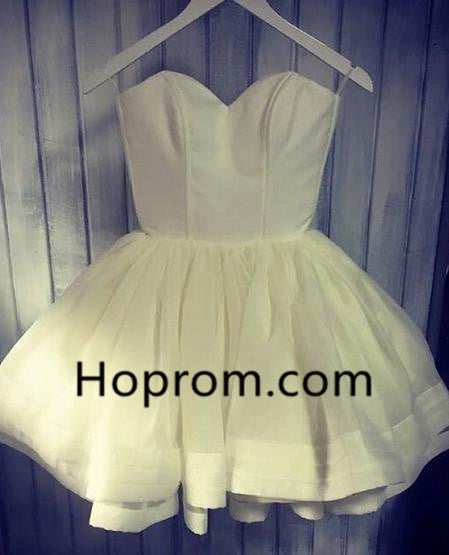 Ivory Short Strapless A-line Homecoming Dress Ball Gown