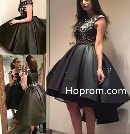 Black Scoop Neck Homecoming Dress, A Line Homecoming Dress