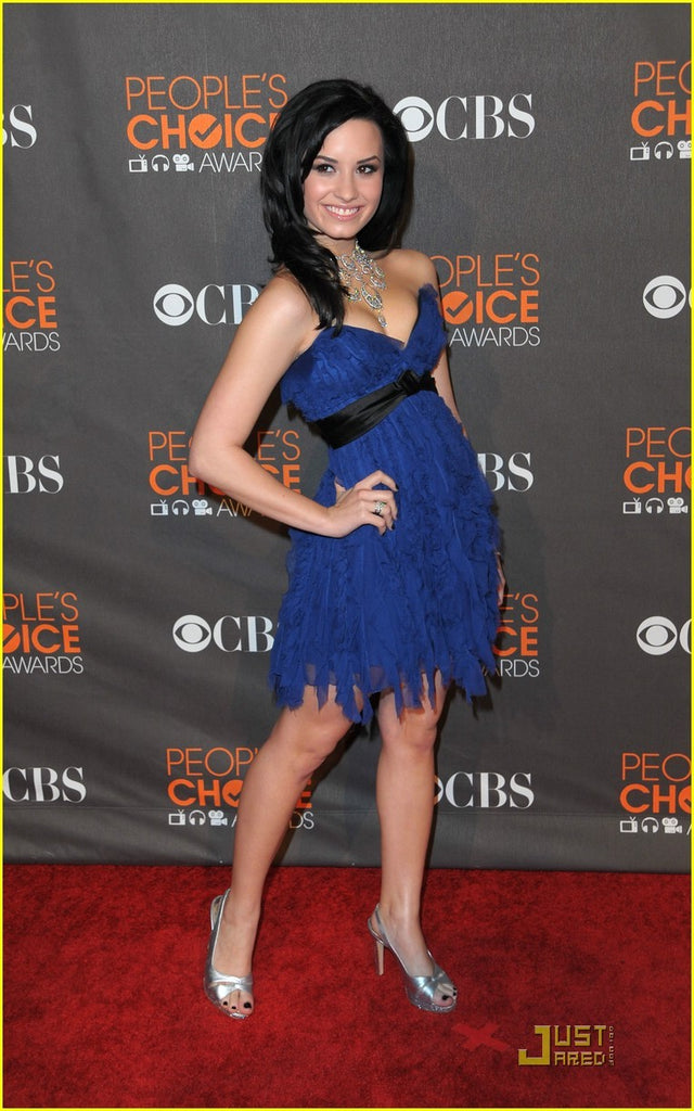 Blue Demi Lovato Strapless Ruffled Mini Dress Short Prom Red Carpet Fo –  Hoprom